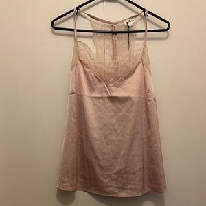 Elegant Pink Lace Trim Cami Top